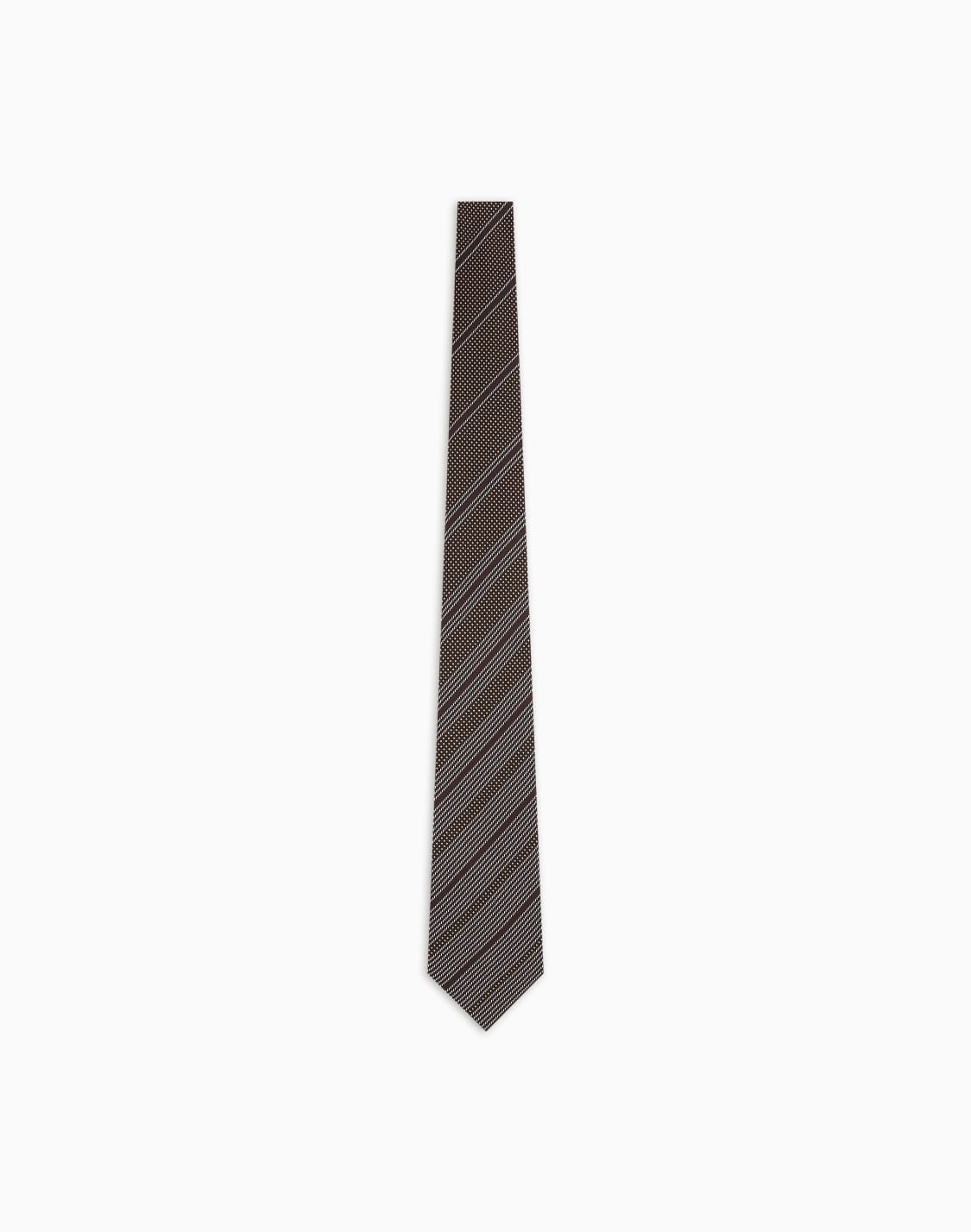 cravate-en-pure-soie-mlange-de-motifs-jacquard-marron--emporio-armani