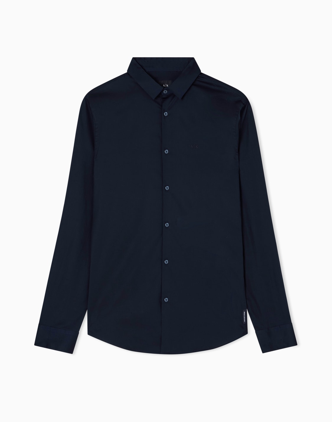 slim-fit-shirt-in-stretch-cotton-poplin-navy-blue--armani-exchange