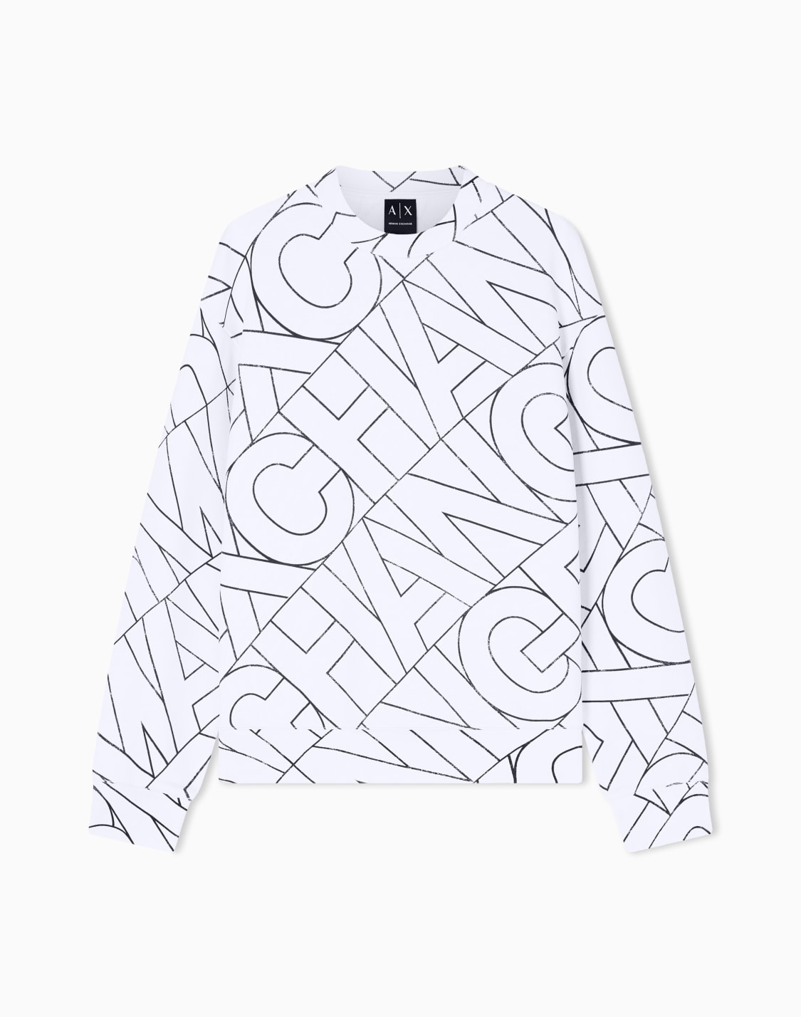 ダイアゴナルオルオバロゴ-スウェットプルオバ-ホワイト--armani-exchange