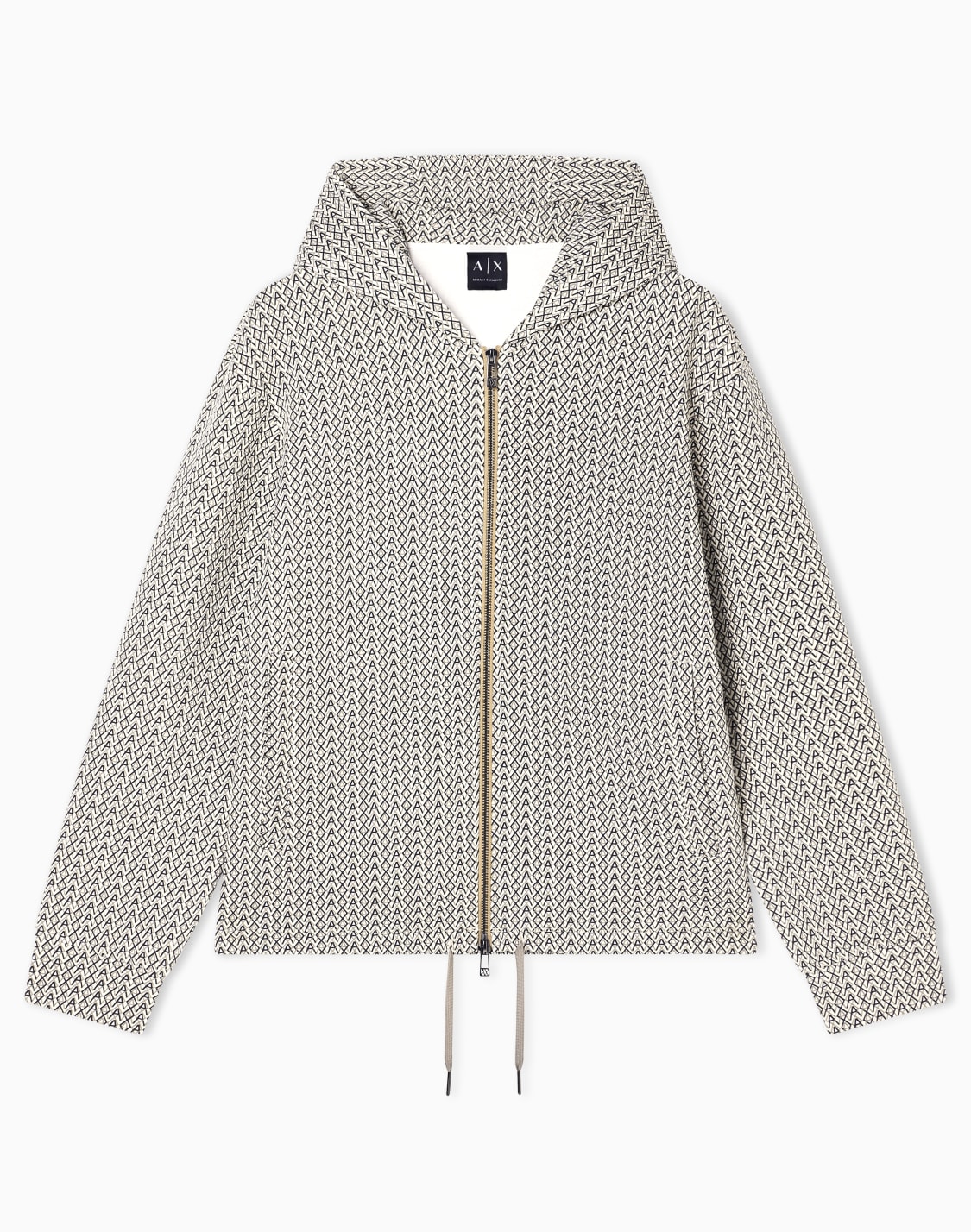 オルオバロゴ-ジップアップフデッドスウェットシャツ-ベジュ--armani-exchange