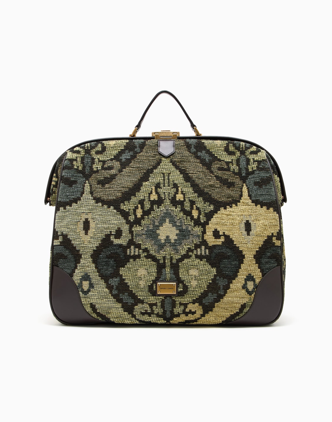 ハンドバッグ-ジャカドファブリック-オバサイズ-グリン--emporio-armani