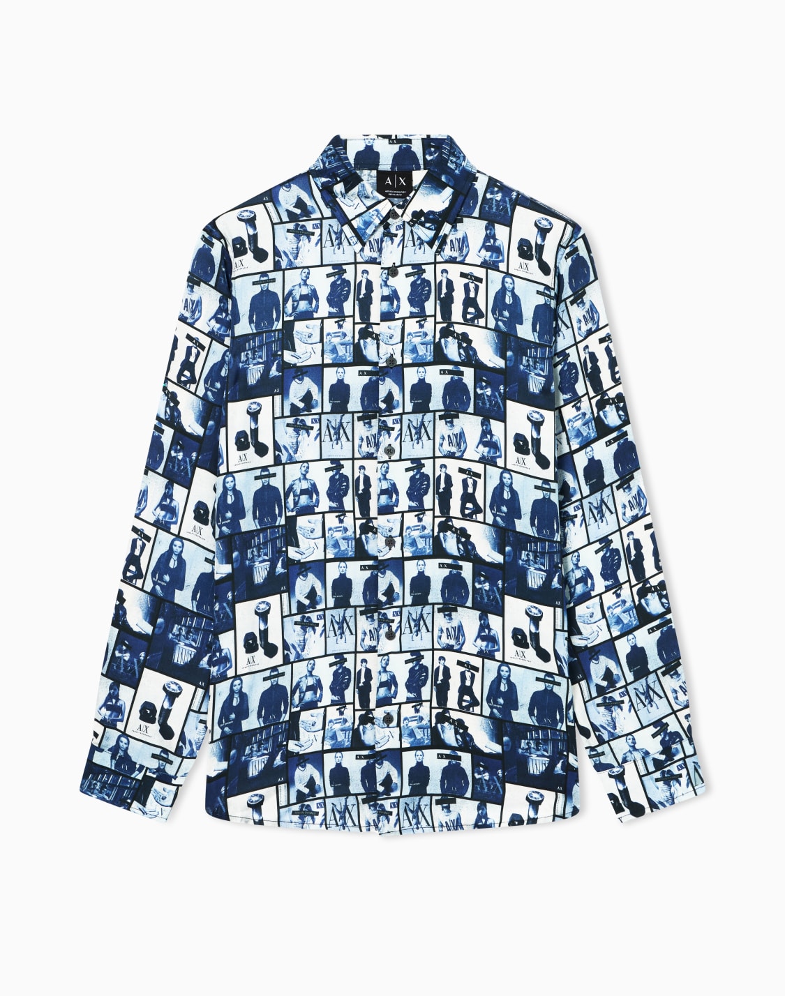 オルオバプリント-シャツ-ブル--armani-exchange