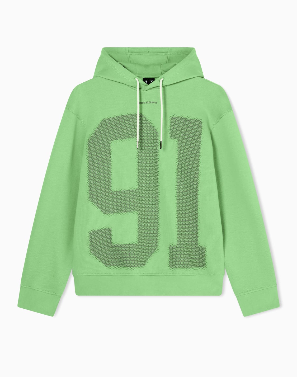 91ロゴ-フデッドスウェットプルオバ-グリン--armani-exchange