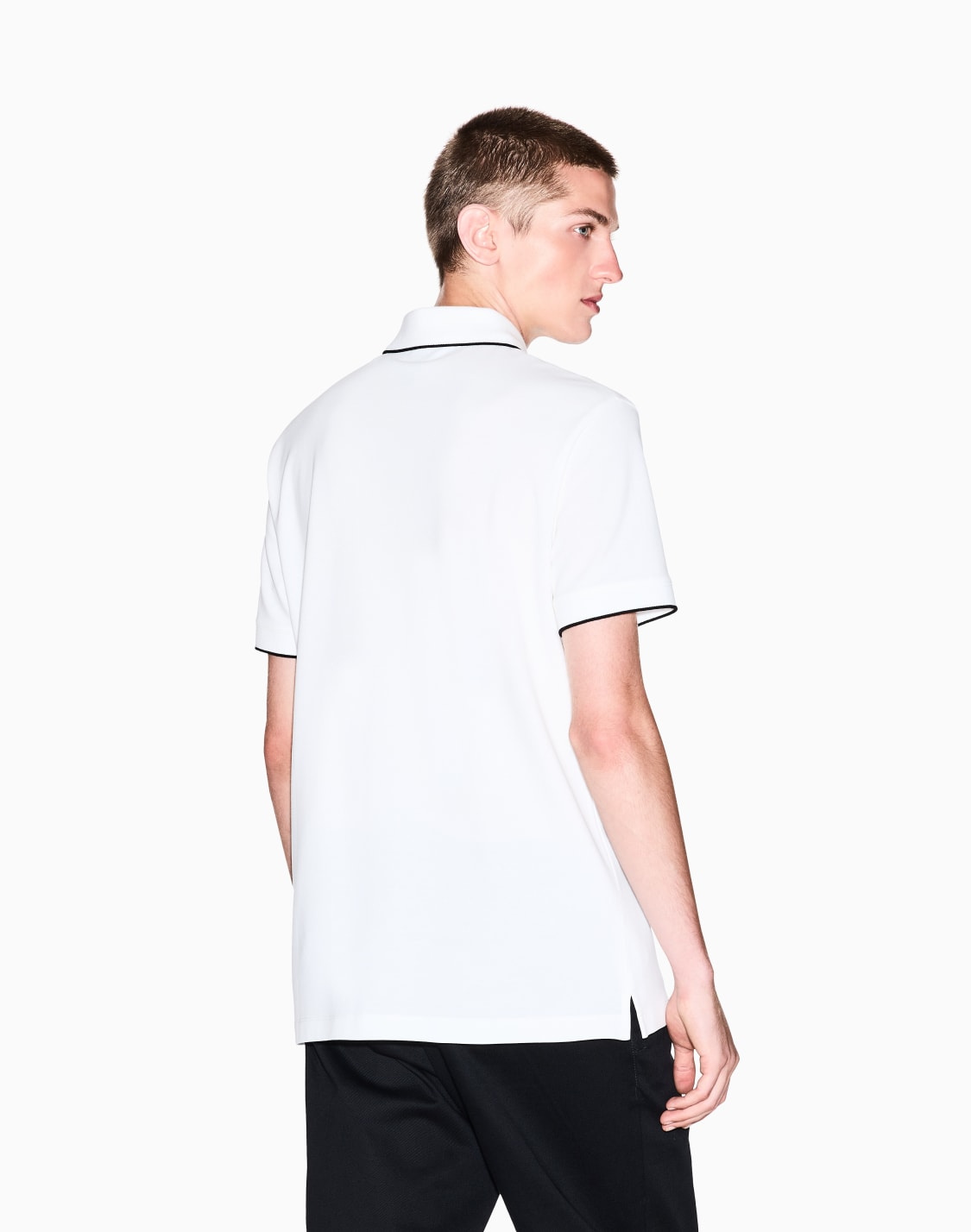 Slim-fit stretch piqué polo shirt with micro eagle