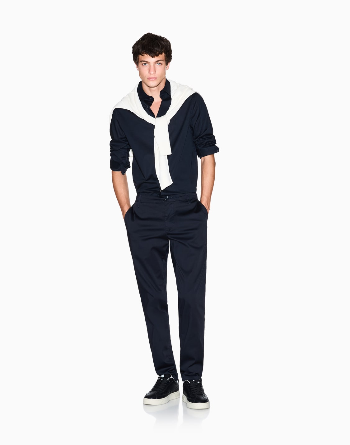 slim-fit-shirt-in-stretch-cotton-poplin-navy-blue--armani-exchange