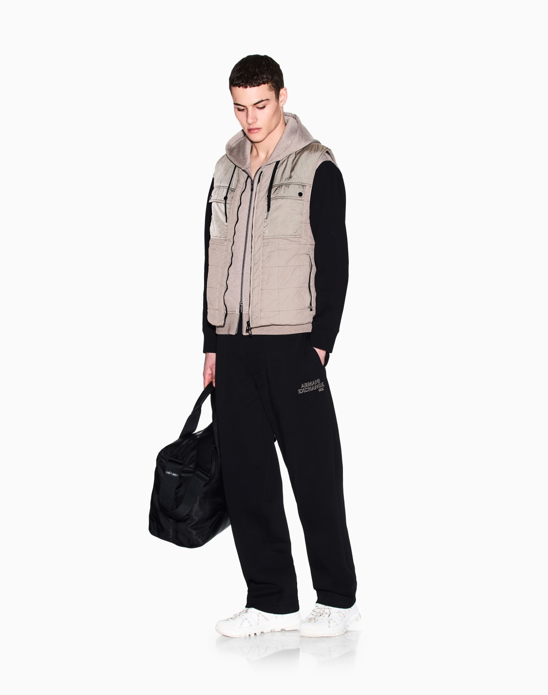 リップストップナイロン-ベスト-グレ--armani-exchange