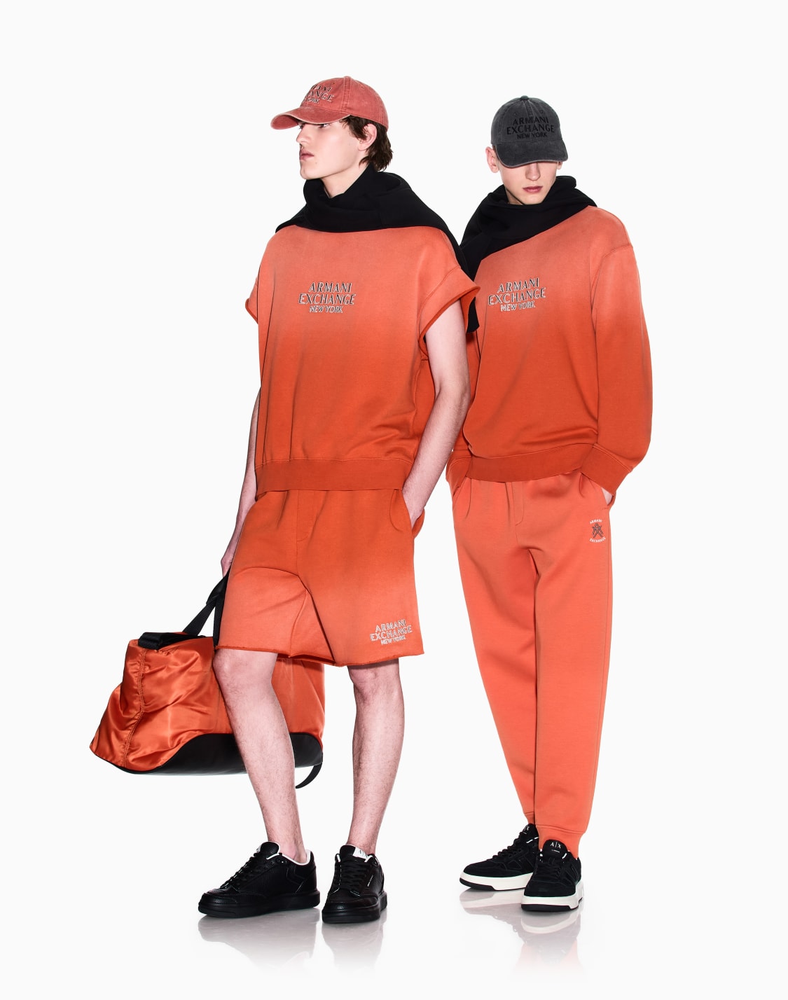 axロゴ-グラデション-ショトスリブトップス-オレンジ--armani-exchange