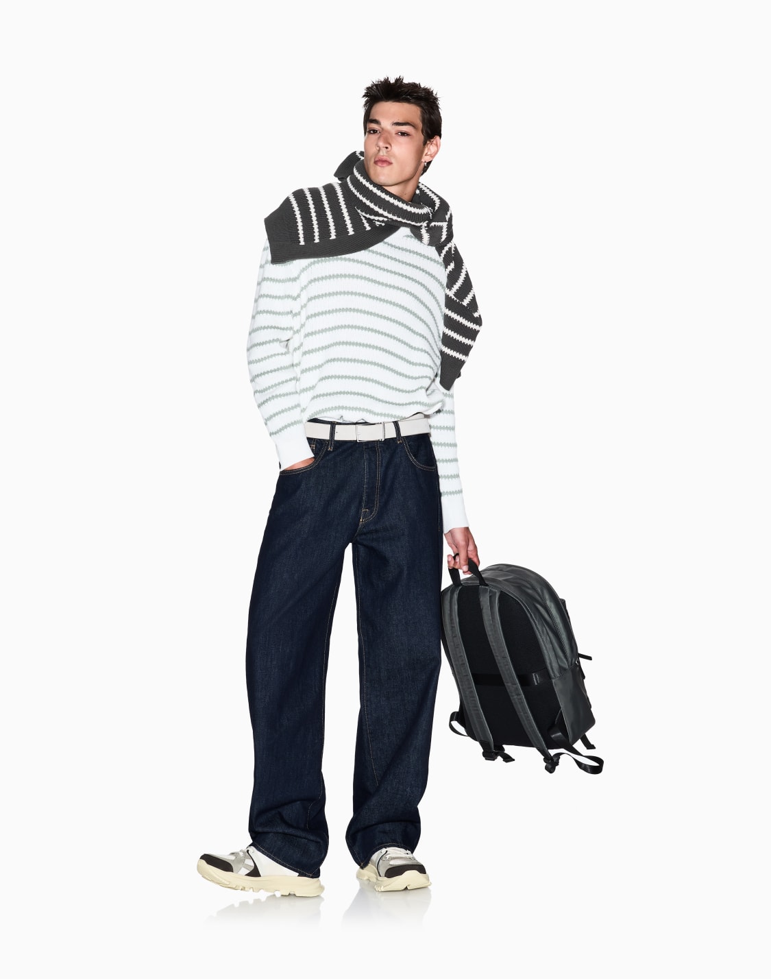 コットン-クルネックニットプルオバ-ホワイト--armani-exchange