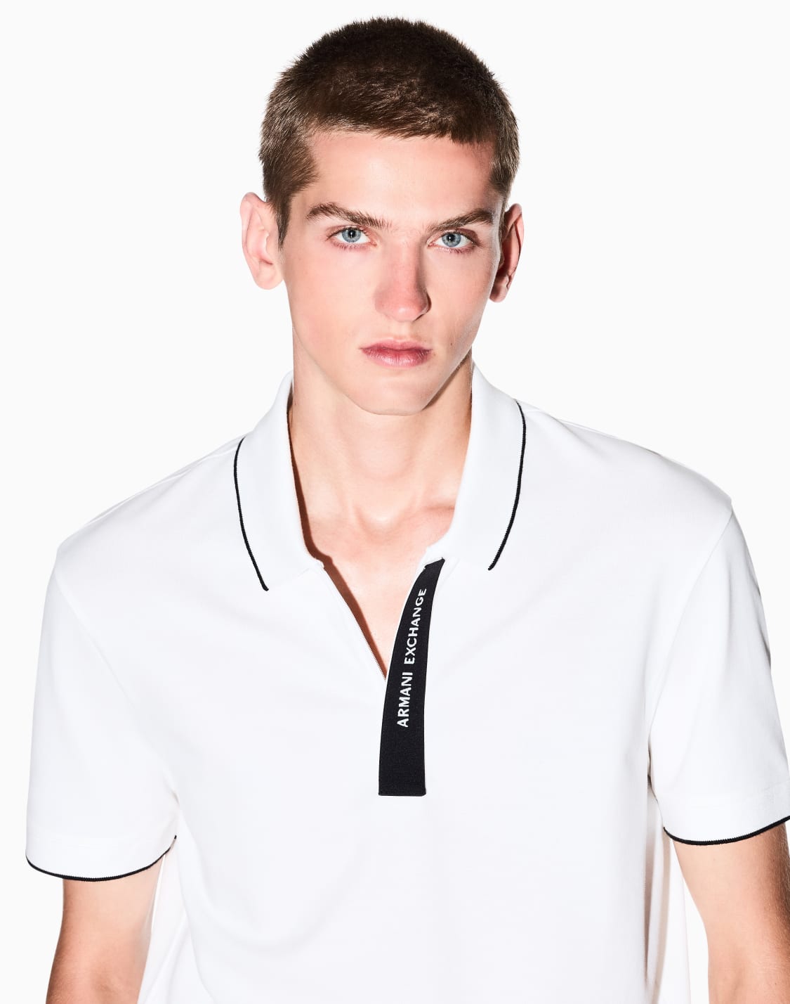 Slim-fit stretch piqué polo shirt with micro eagle