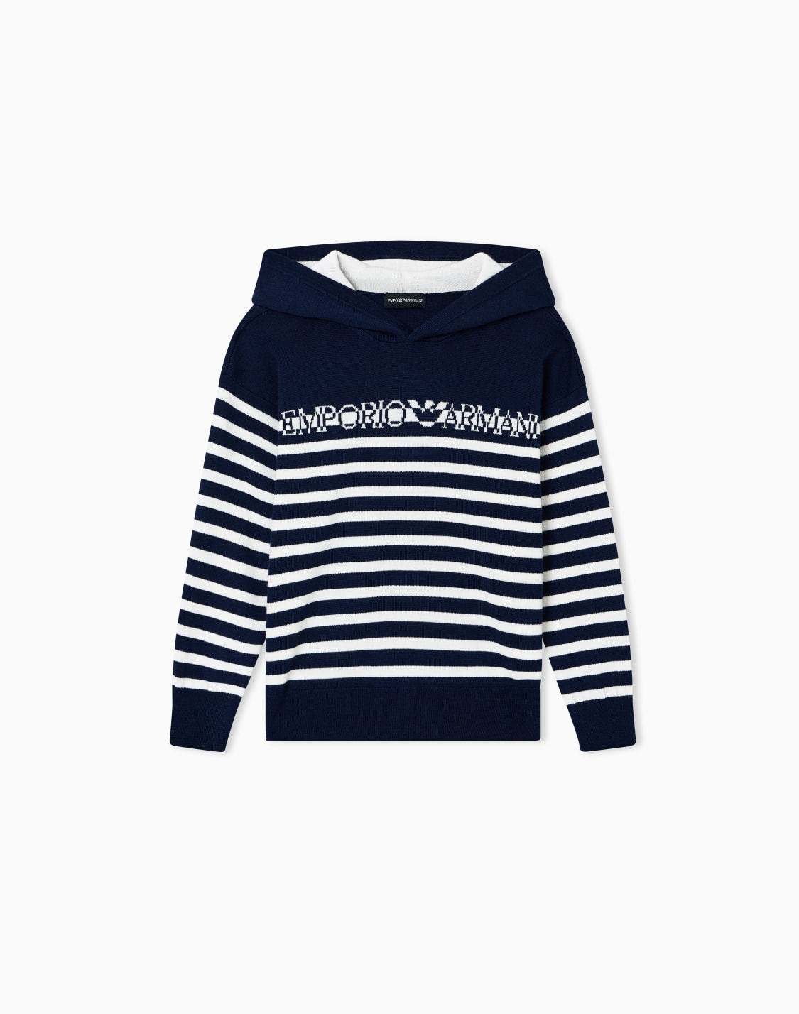 オンライン限定フド付きスウェットシャツ-バジンウル混紡-ストライプ-ブル--emporio-armani