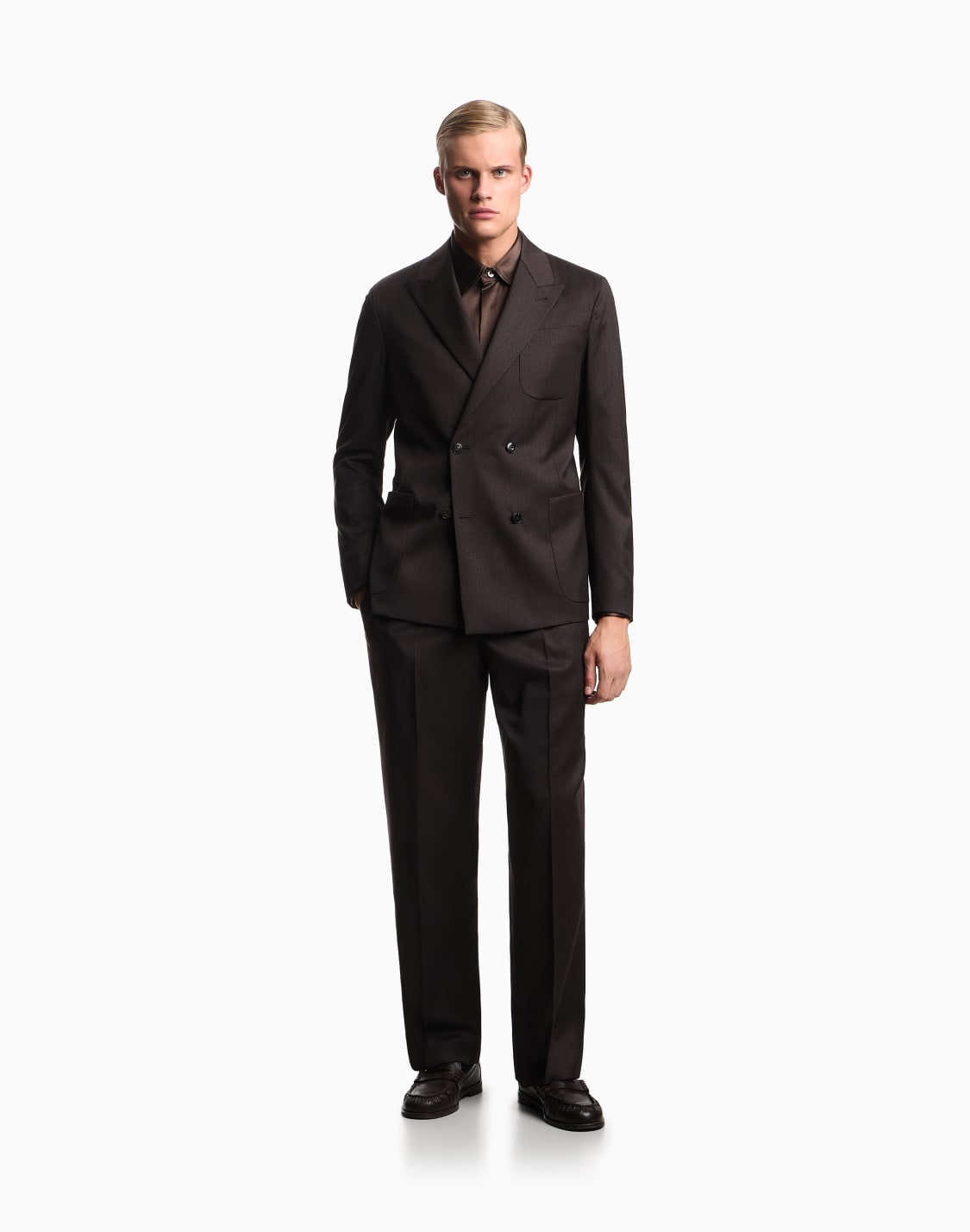 버진-울-트윌-더블-브레스트-수트-브라운--emporio-armani
