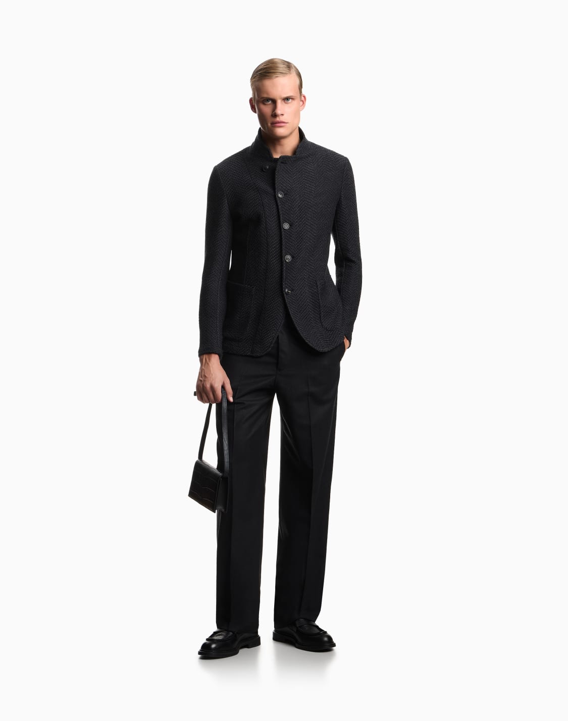 icon-guru-collar-jacket-with-off-centre-fastening-in-a-chevron-wool-knit-black--emporio-armani