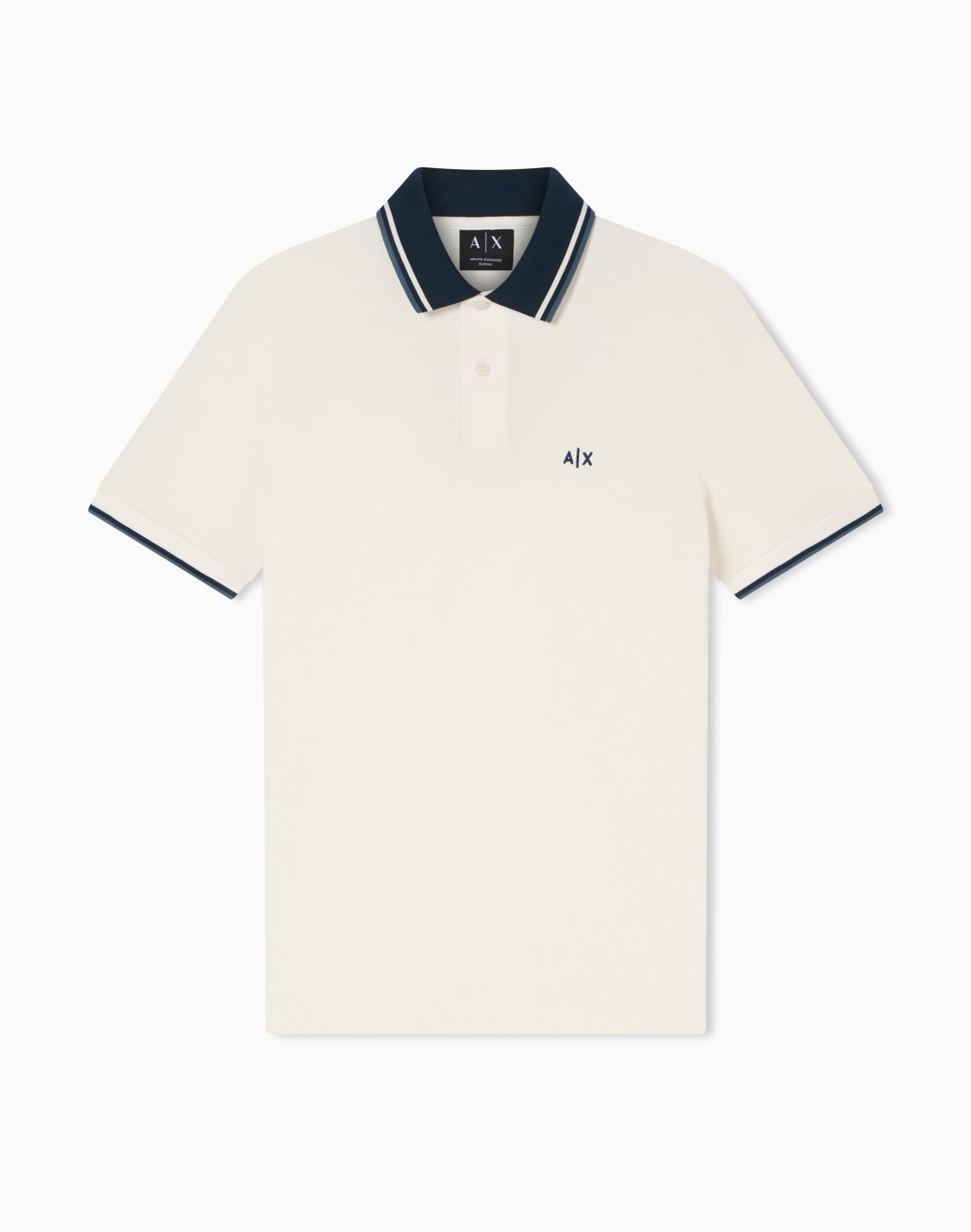 ロゴ-オン-バックネック-半袖ポロシャツ-ホワイト--armani-exchange