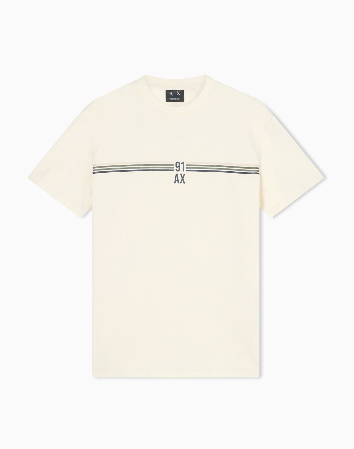 91ロゴ-グラデションラインディテル-レギュラフィット-半袖クルネックtシャツ-ホワイト--armani-exchange