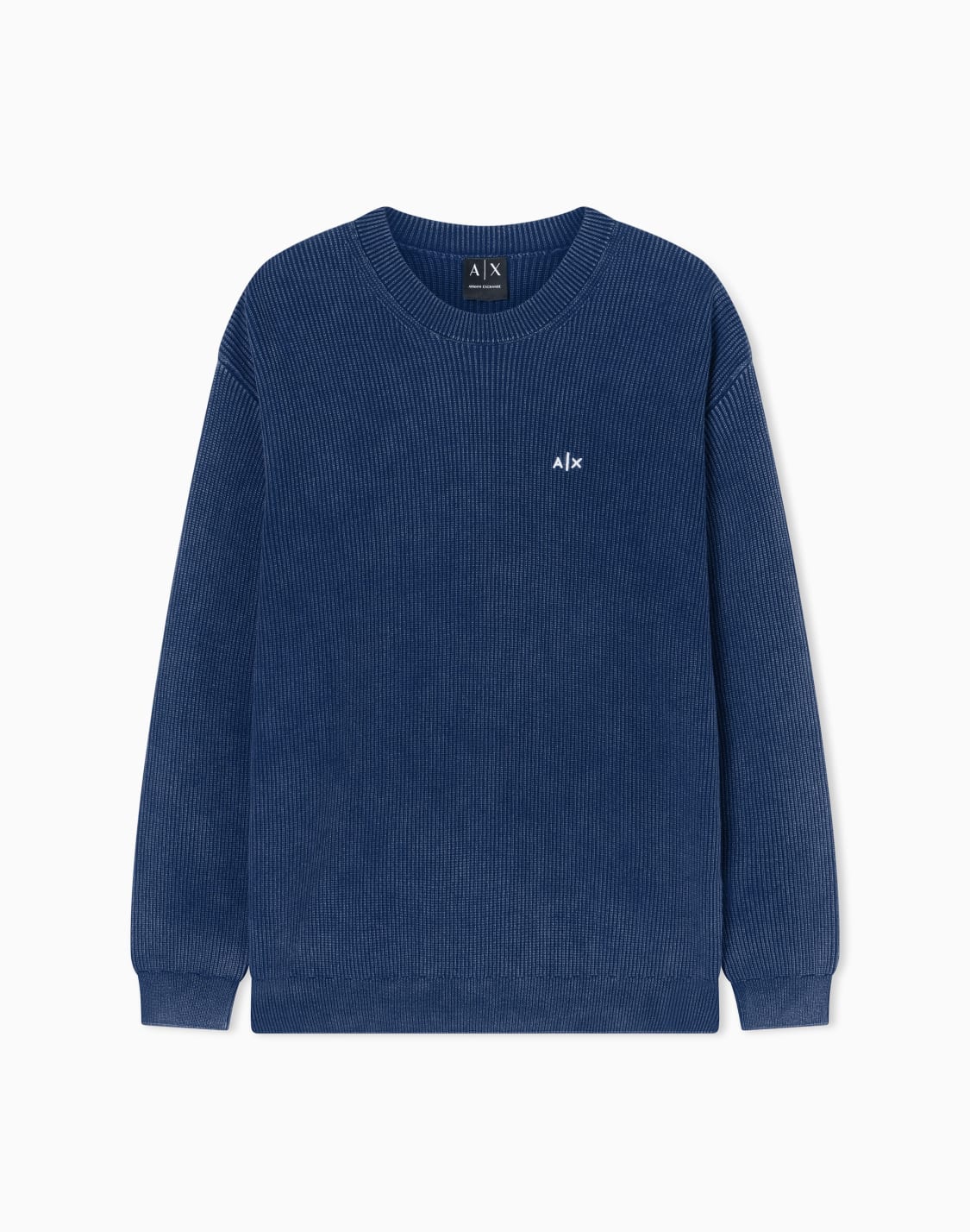 axロゴ-コットン-ニットプルオバ-ブル--armani-exchange