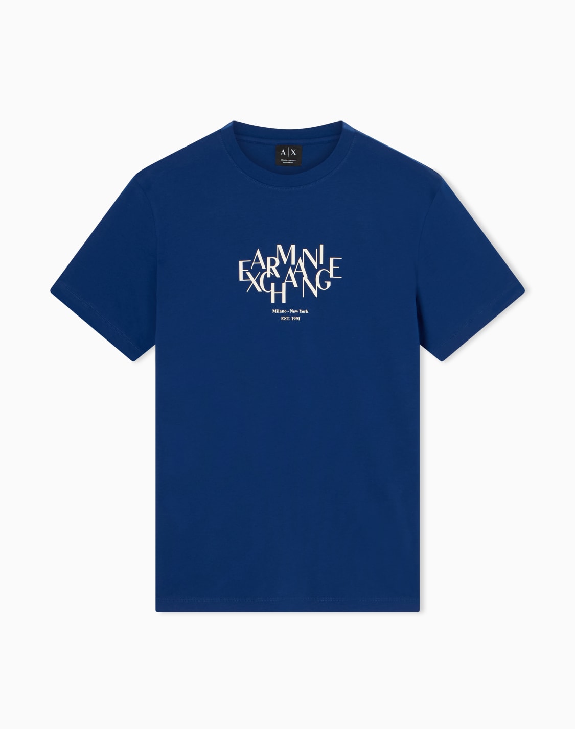 axロゴ-半袖クルネックtシャツ-ブル--armani-exchange