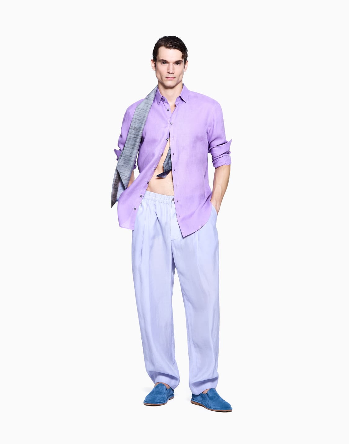 regular-fit-shirt-in-linen-viola--giorgio-armani