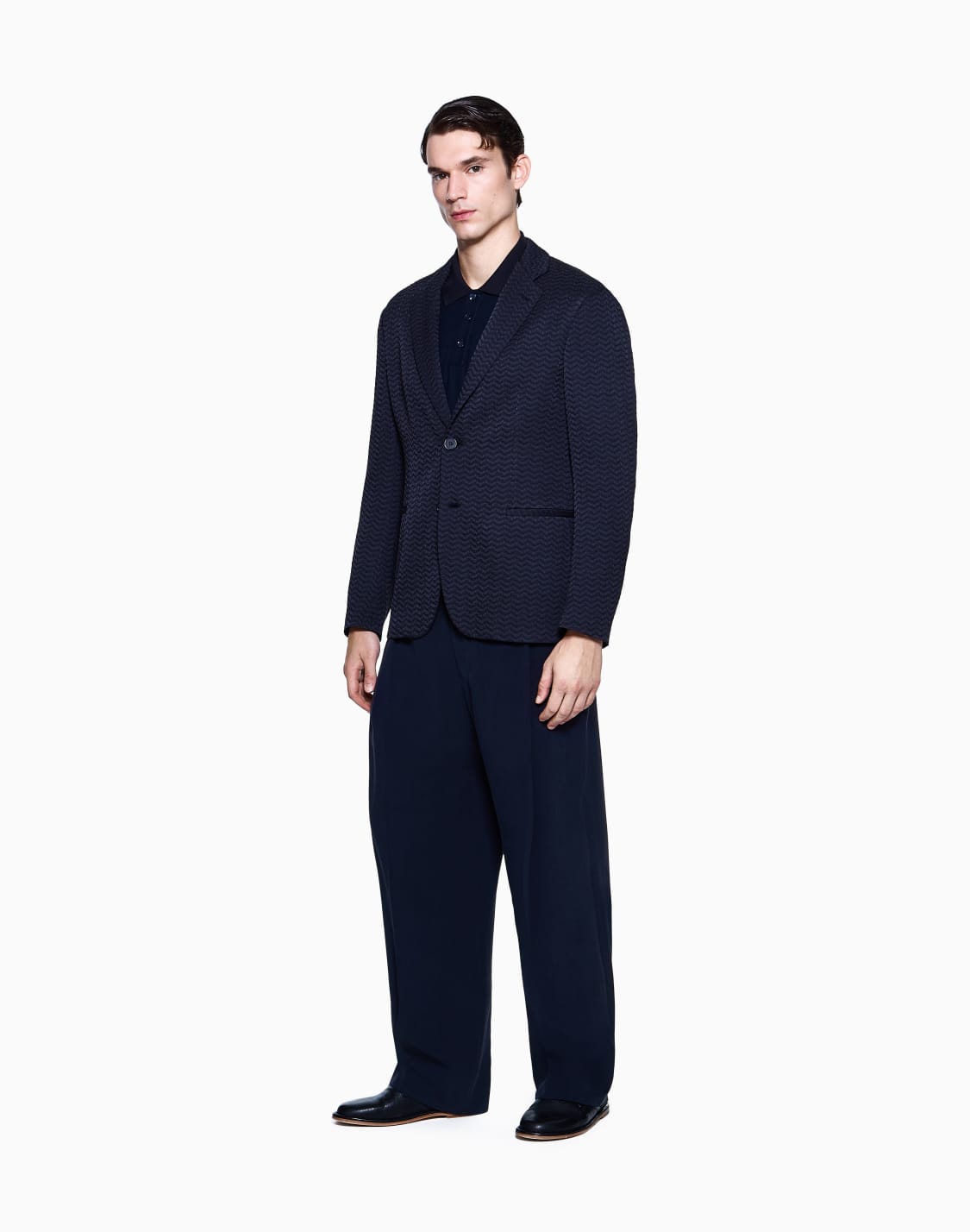 polo-en-tejido-jacquard-de-viscosa-asv-azul-marino--giorgio-armani