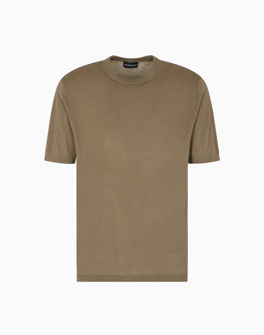 short-sleeved-jumper-in-a-seamless-plain-knit-virgin-wool-green--emporio-armani