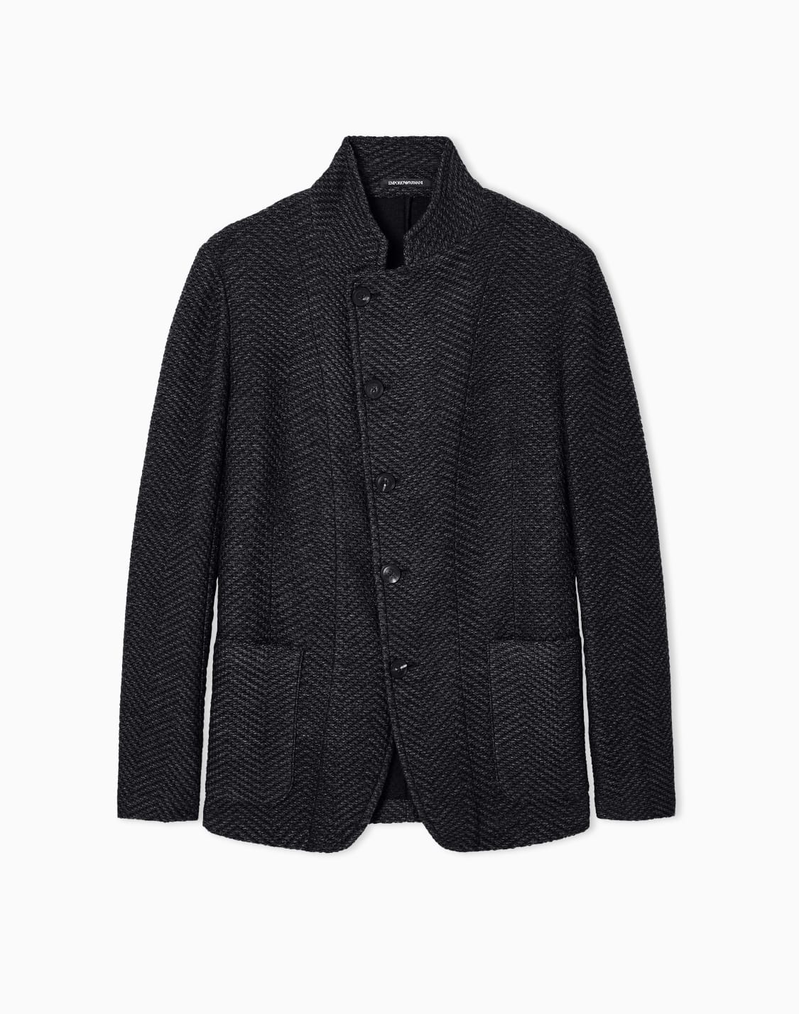 giacca-collo-guru-con-allacciatura-decentrata-in-maglia-di-lana-chevron-icon-nero--emporio-armani