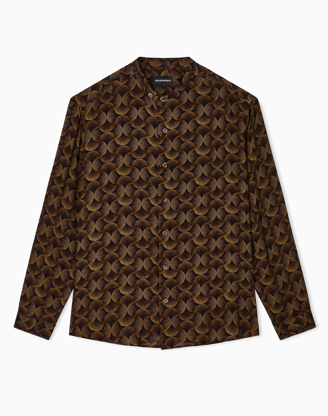 프린트-크레퐁-패브릭-구루-칼라-셔츠-베이지--emporio-armani