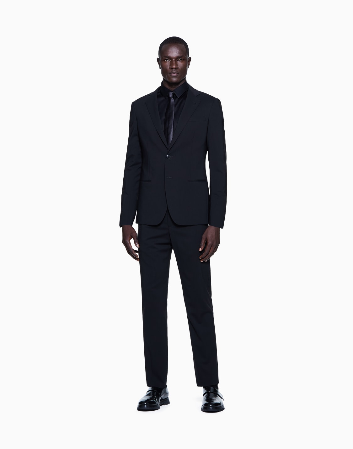 プレンニットシャツ-コットンインタロック素材-ブラック--giorgio-armani