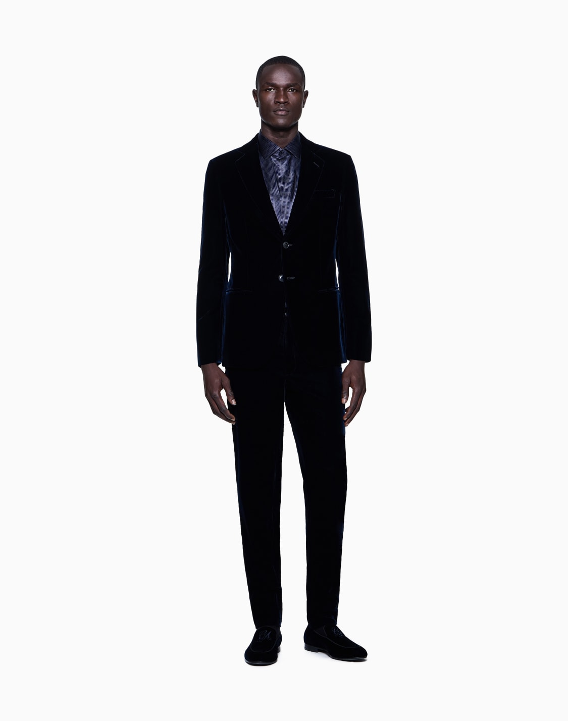 アイコン-ジョジライン-シングルブレストジャケット-ストレッチベルベット-ネイビブル--giorgio-armani