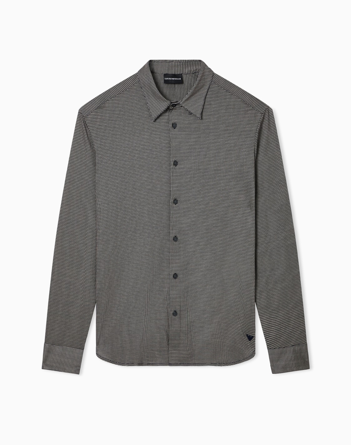 シャツ-リヨセル混紡ジャジ-マイクロパタン-オルオバプリント-ベジュ--emporio-armani