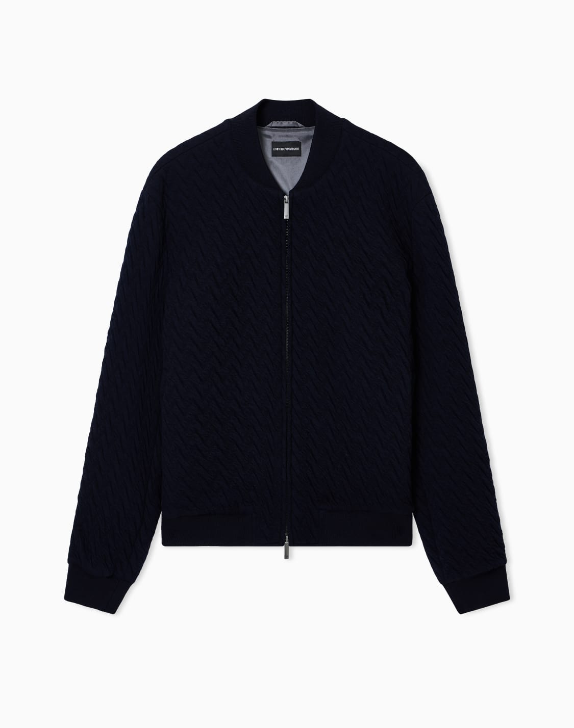 ブルゾン-ニット風ジャジ-シェブロンモチフ-ネイビブル--emporio-armani