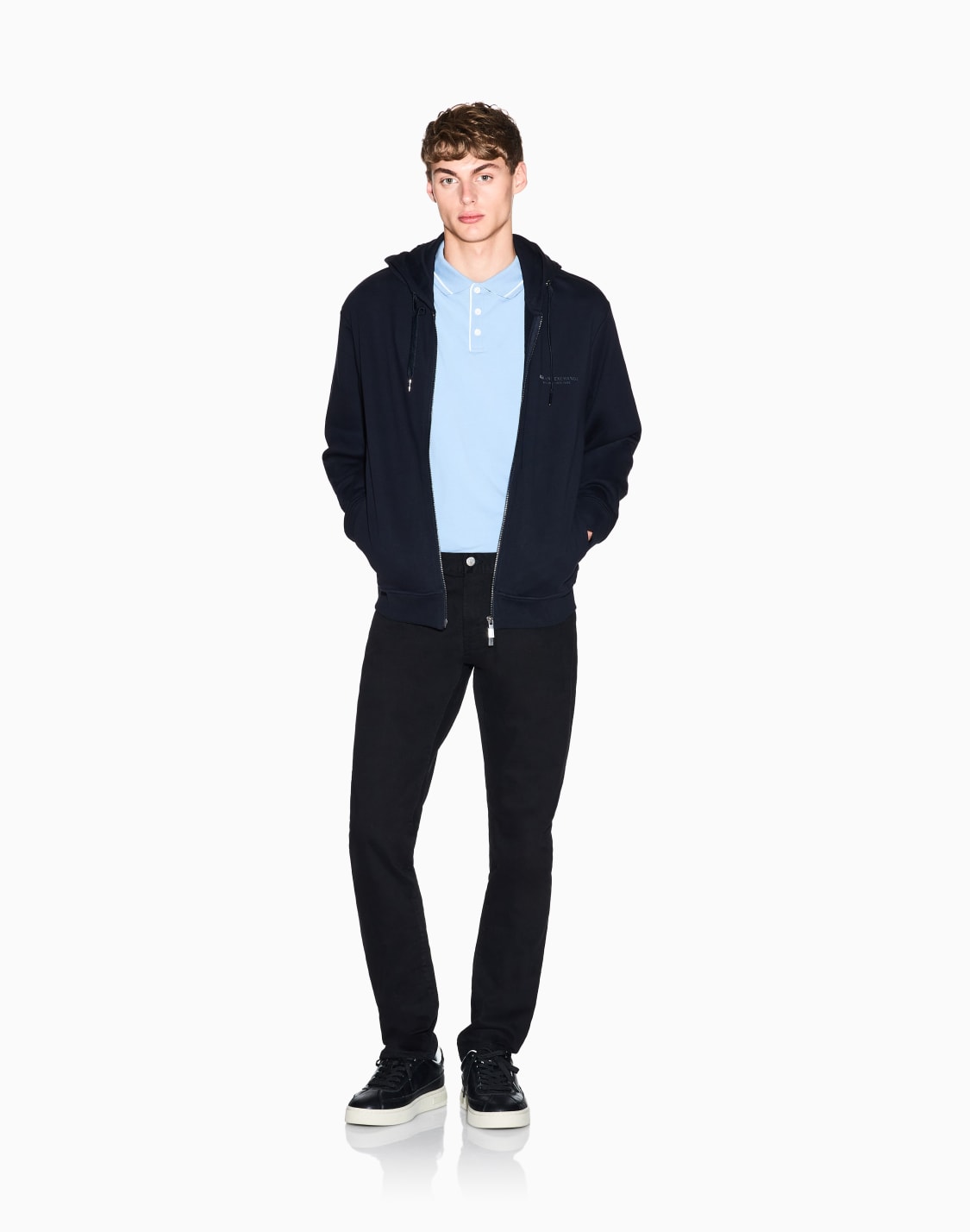 ストレッチコットンブルデニム-ブラック--armani-exchange