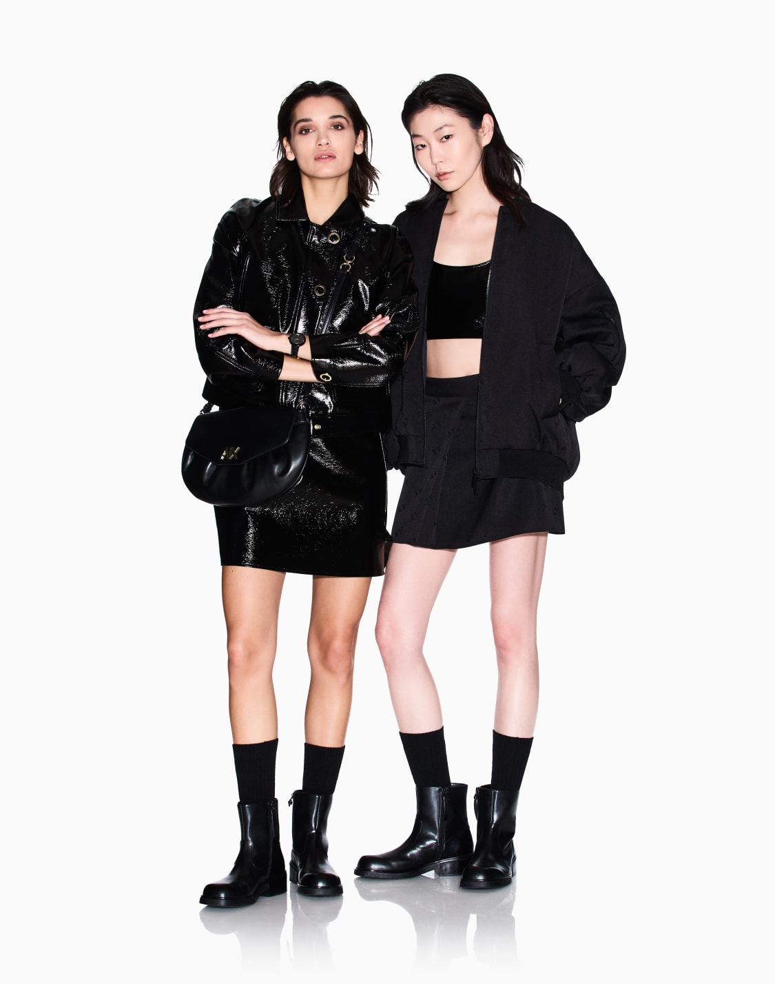 short-skirt-in-allover-jacquard-black--armani-exchange