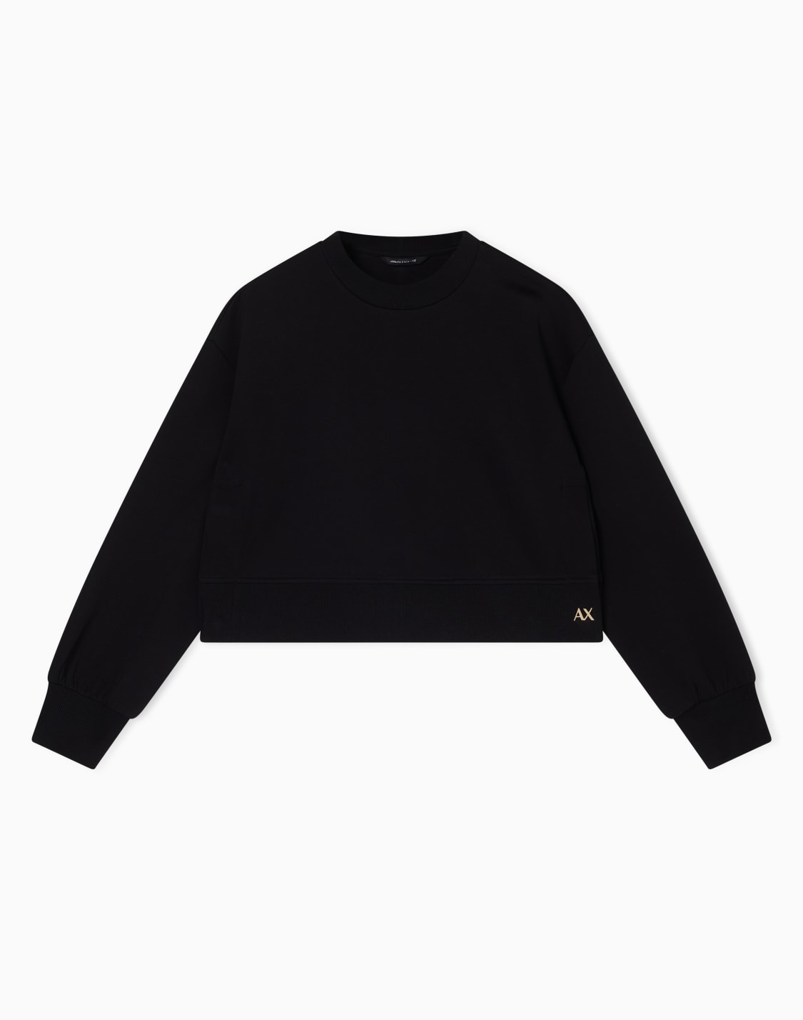 axメタリックロゴ-サイトスリットスウェットプルオバ-ブラック--armani-exchange