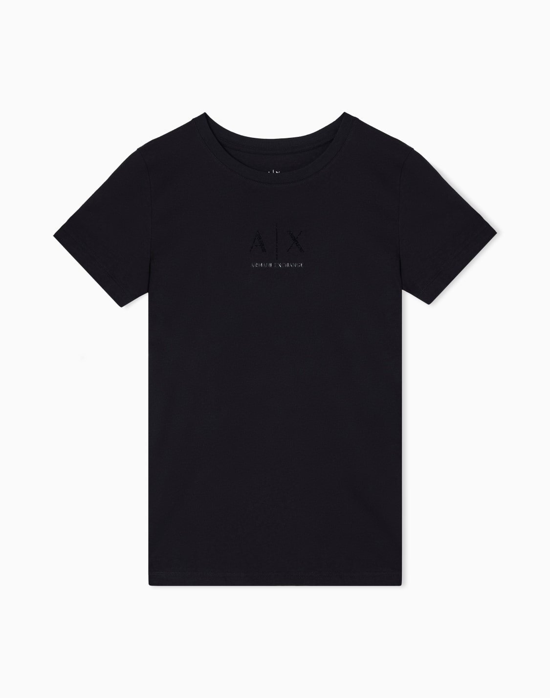 글리터-로고가-들어간-레귤러-핏-티셔츠-블랙--armani-exchange