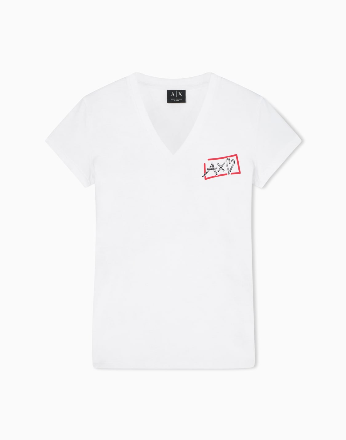 ハトロゴ-半袖vネックtシャツ-ホワイト--armani-exchange