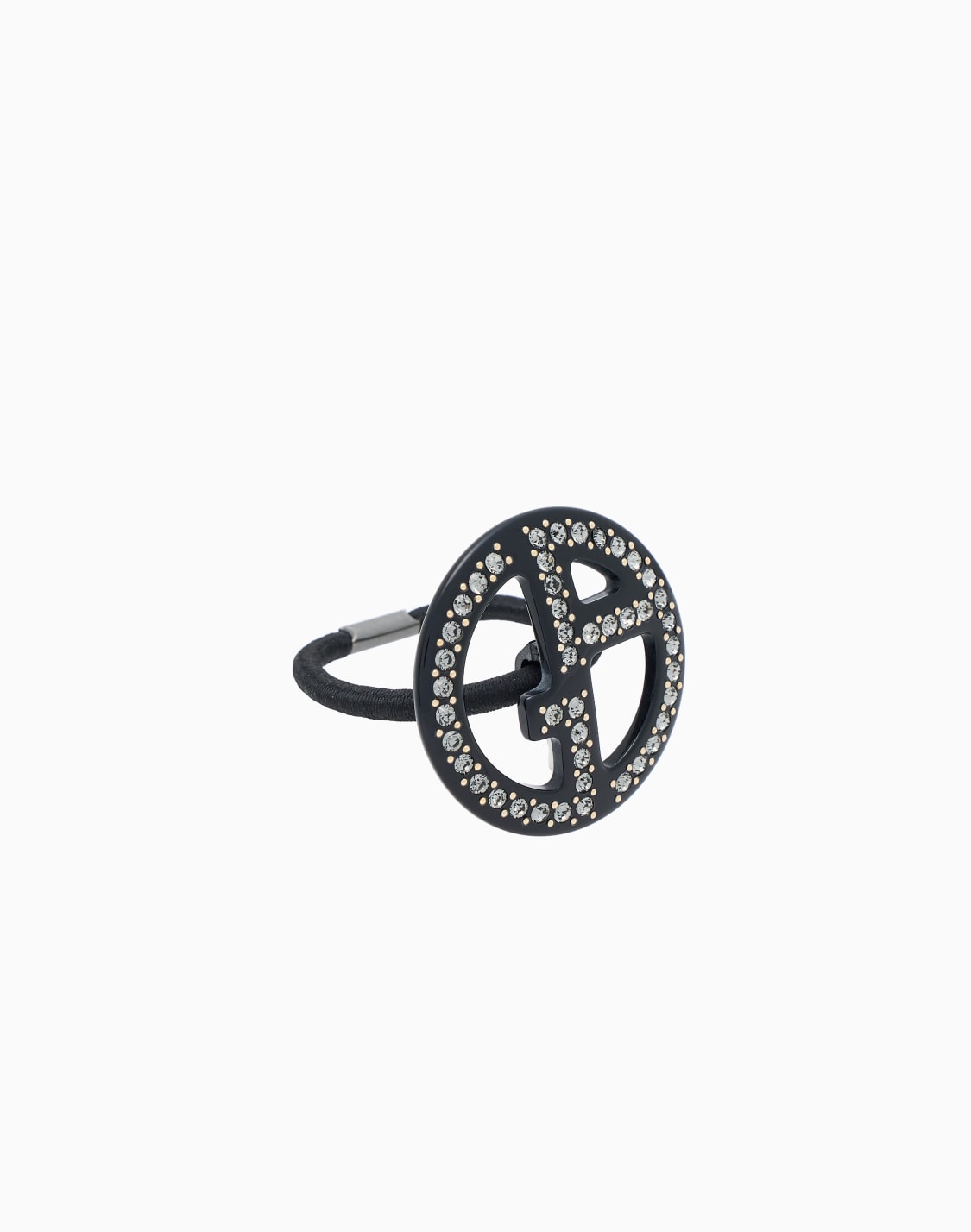 scrunchie-with-oversized-crystal-logo-black--giorgio-armani
