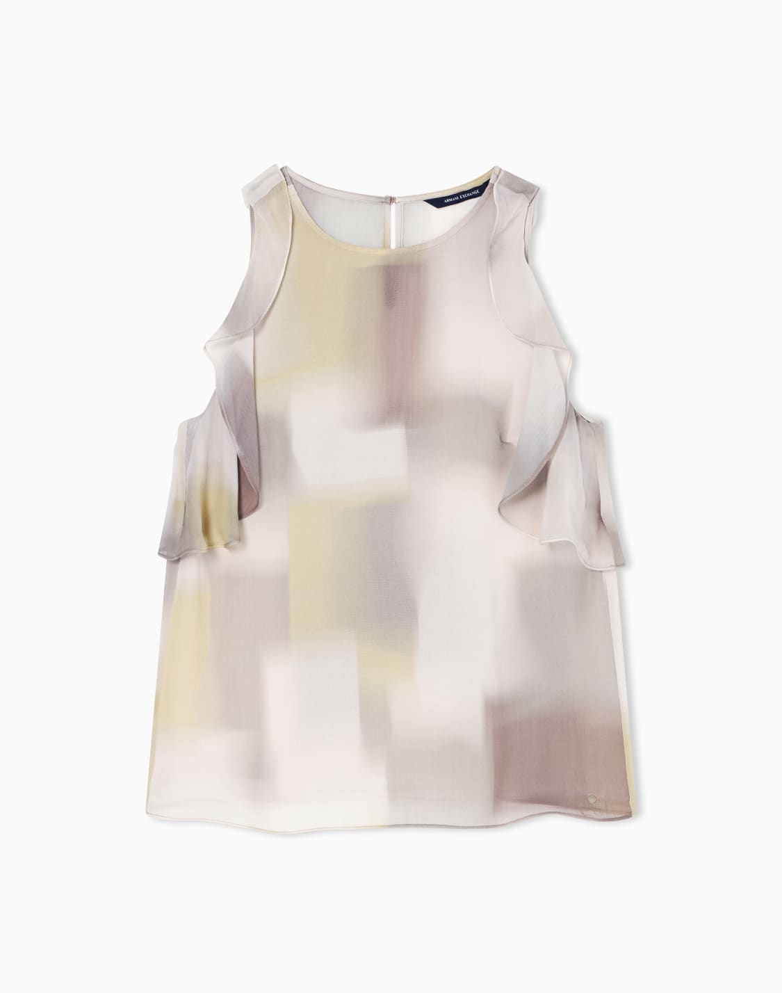 クリンクルィスコス-ノスリブフリルブラウス-ベジュ--armani-exchange