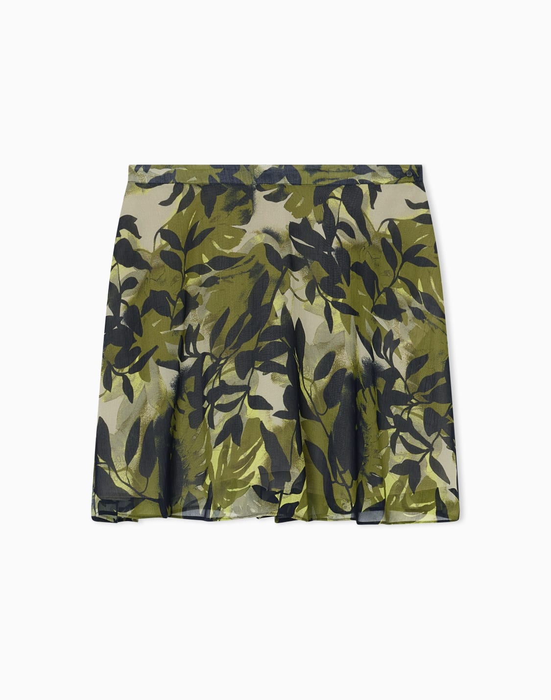 ruffle-mini-skirt-in-printed-viscose-crinkle-green--armani-exchange
