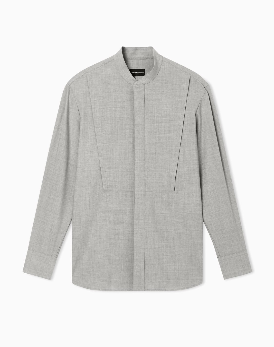 グルカラシャツ-バジンウルキャンバス-ソフト仕上げ-グレ--emporio-armani