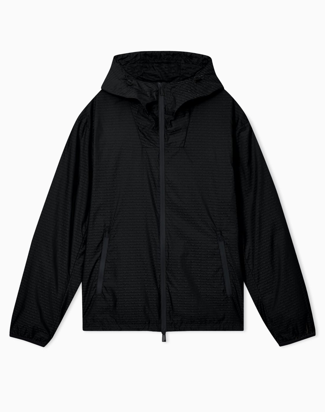 water-repellent-blouson-in-nylon-jacquard-with-all-over-lettering-black--emporio-armani