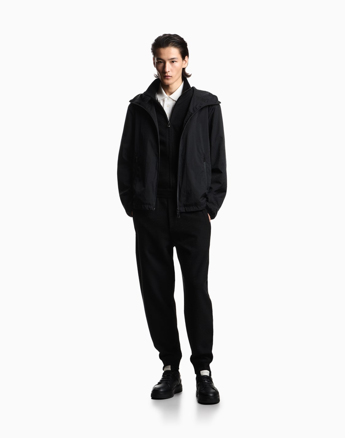 water-repellent-blouson-in-nylon-jacquard-with-all-over-lettering-black--emporio-armani