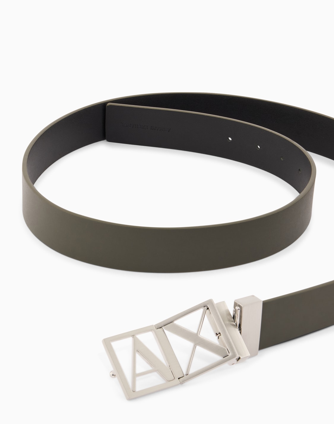 ボックスロゴバックル-リバシブル-レザベルト-グリン--armani-exchange