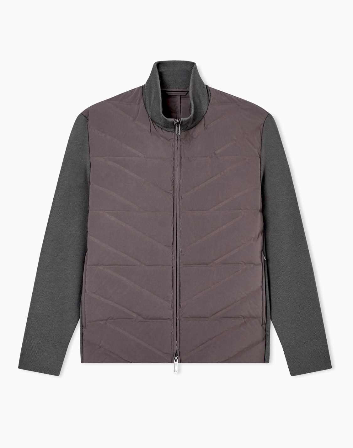 travel-essentials-ツピス風フルジップダウンジャケット-ニットスリブ-グレ--emporio-armani