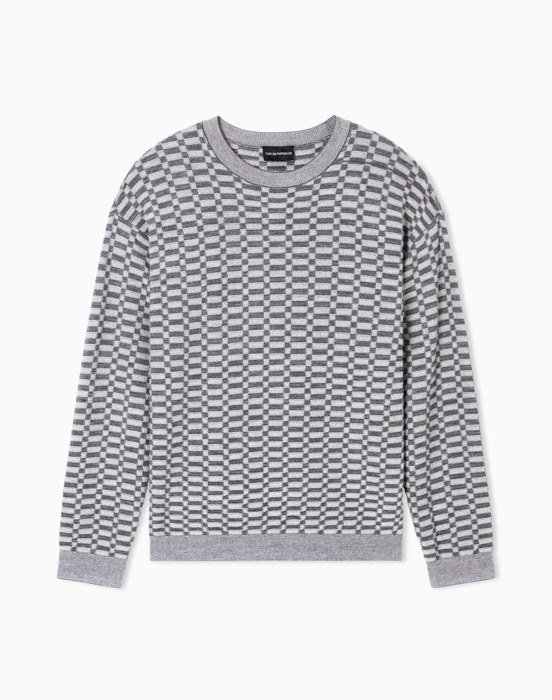 optical-textured-virgin-wool-sweater-grey--emporio-armani
