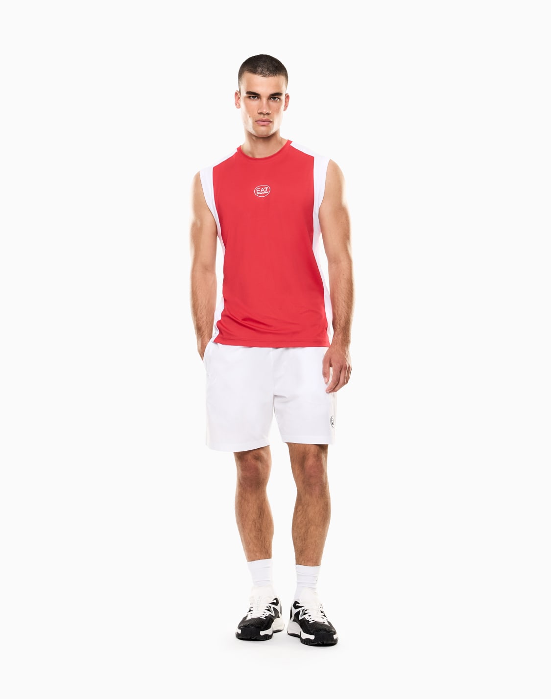 tennis-pro-タンクトップ-ventus7テクニカルファブリック-カラブロック-レッド--ea7