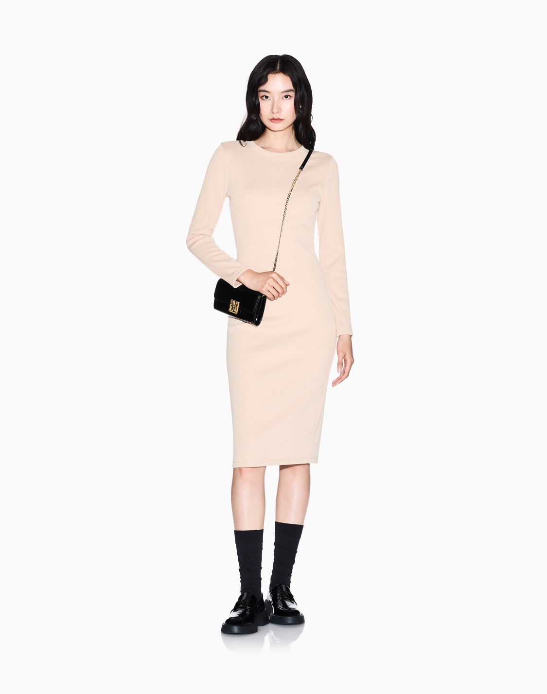 axメタリックロゴ-ヘビリブジャジドレス-ベジュ--armani-exchange