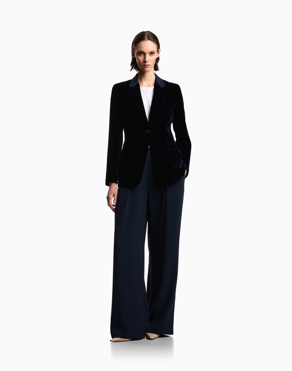 シングルブレストジャケット-ベルベット-ネイビブル--emporio-armani