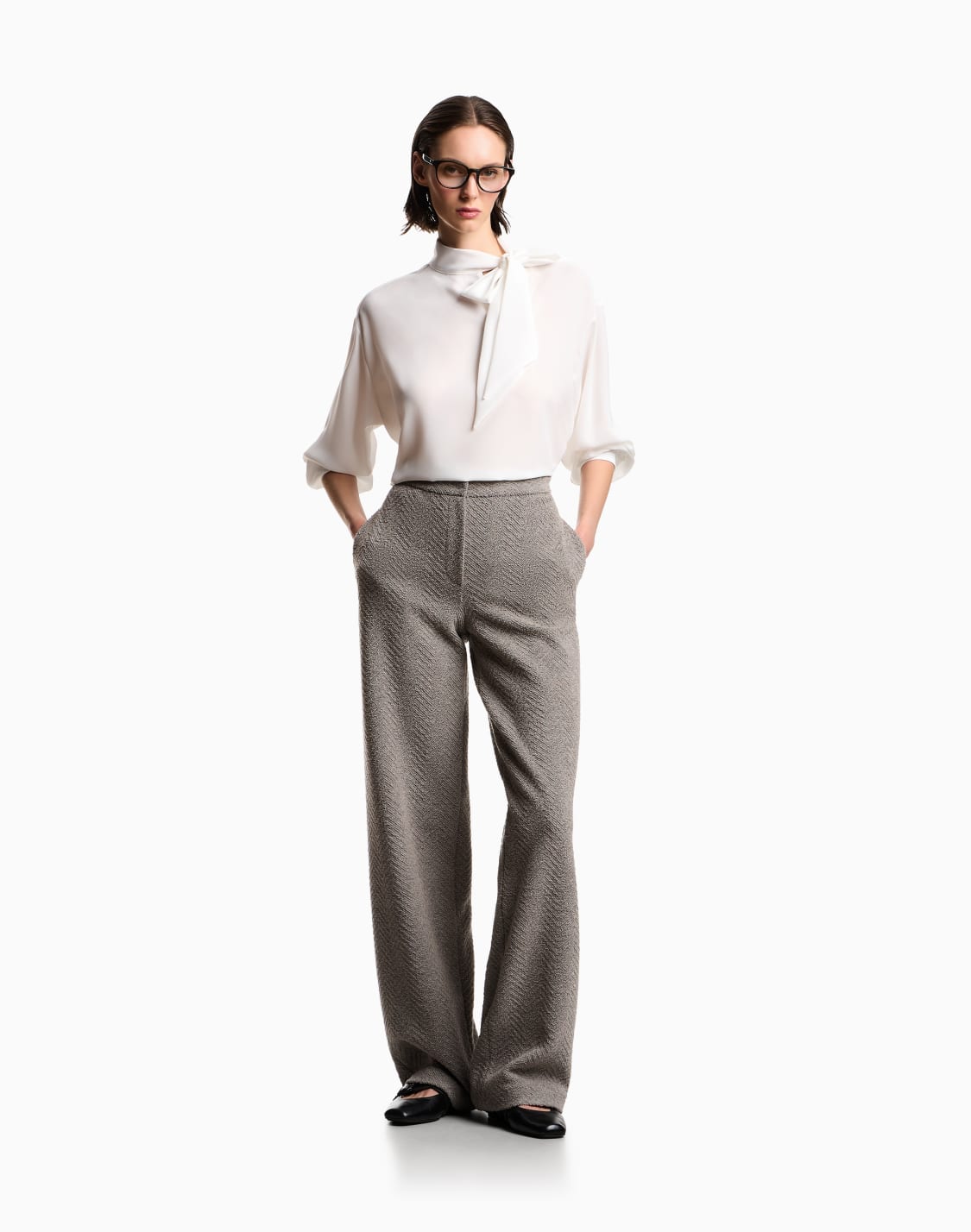 trousers-in-a-lurex-chevron-wool-blend-jacquard-brown--emporio-armani