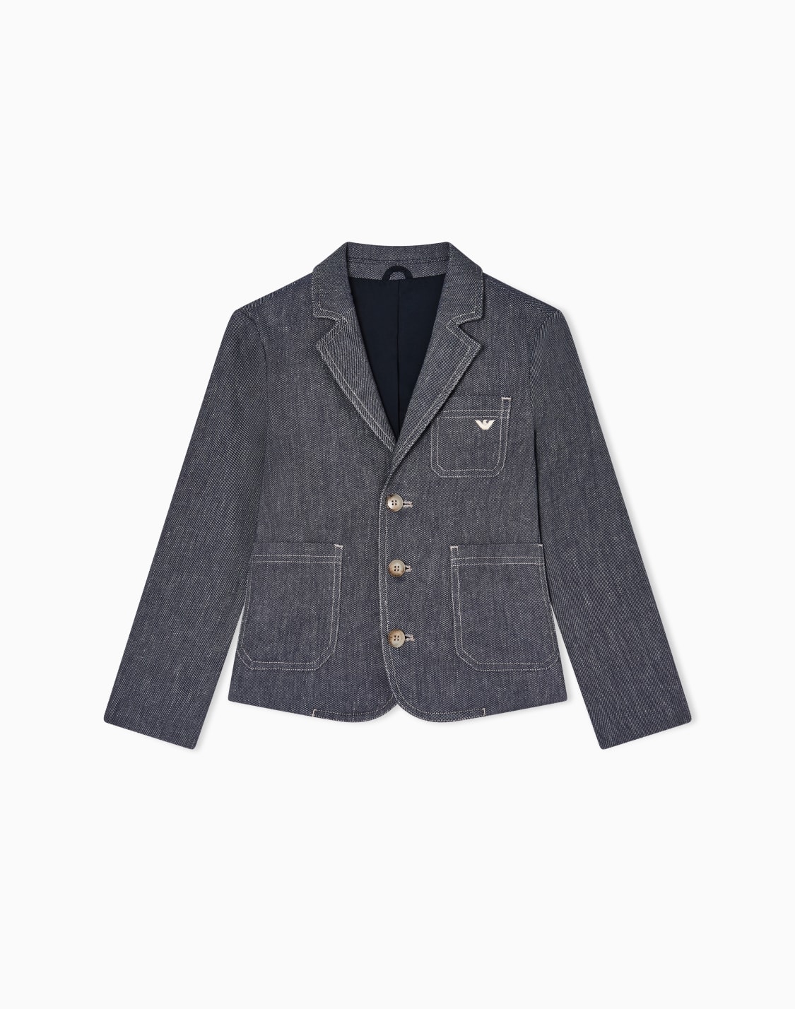 denim-effect-linen-blend-blazer-ブル--emporio-armani
