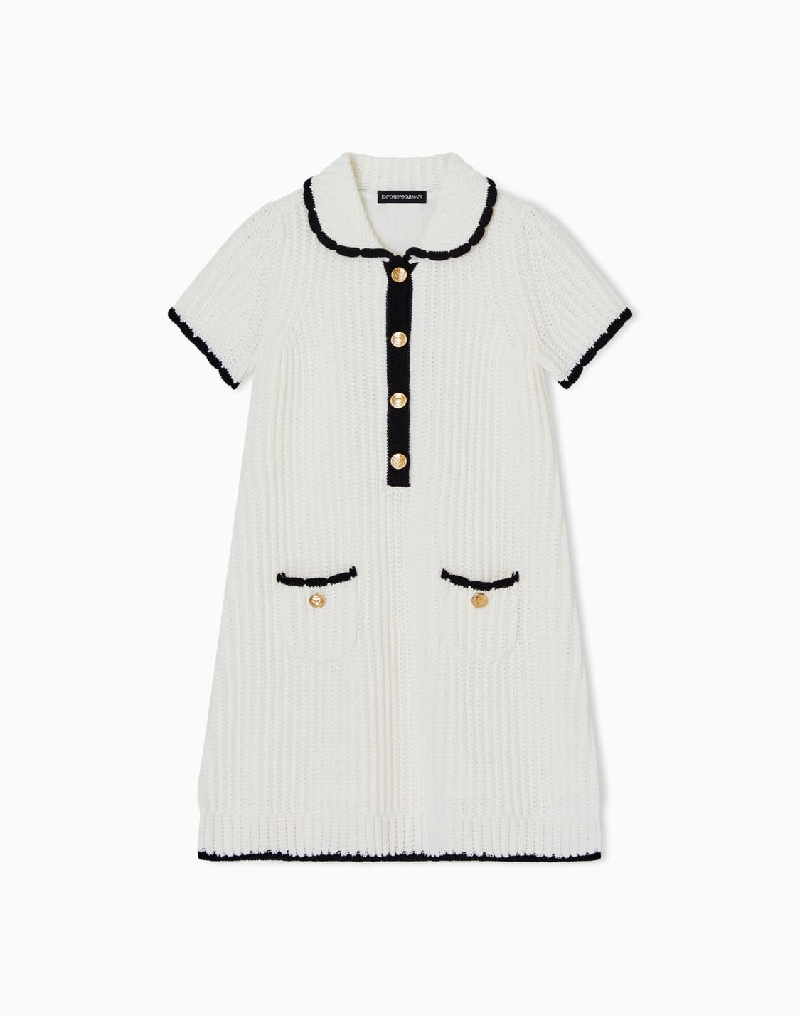 ribbed-knit-dress-with-gold-buttons-ホワイト--emporio-armani