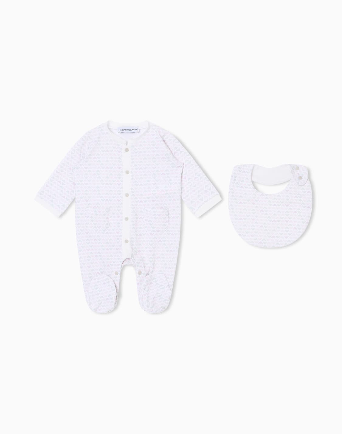 piqu-romper-and-bib-set-with-all-over-eagle-pink--emporio-armani